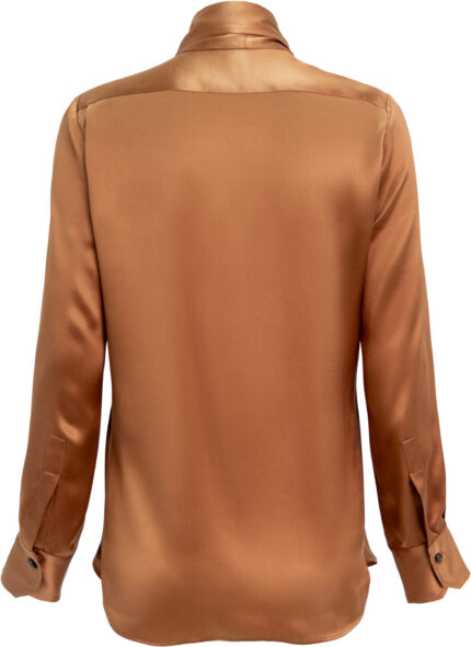 Seidenbluse mit Schluppe und verdeckter Knopfleiste – Bild 2