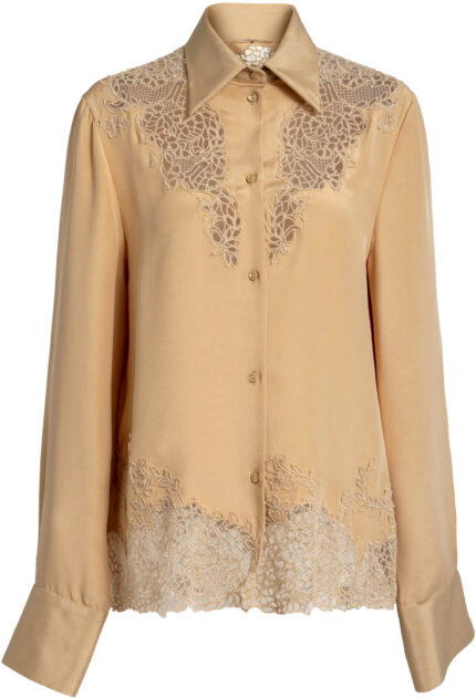 Silk Blouse with Floral Lace Embroidery<br/> - Image 4