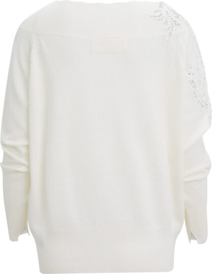 Kaschmirpullover mit asymmetrischer Spitzen- und Glasverzierung – Bild 4