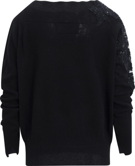 Kaschmirpullover mit asymmetrischer Spitzen- und Glasverzierung – Bild 3