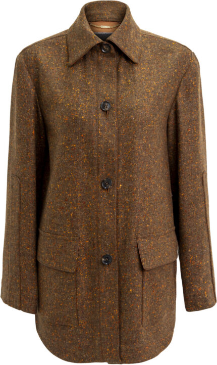 Kaschmir-Hemdjacke mit Lederdetails