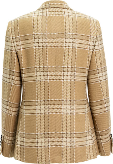 Luxuriöser karierter Blazer aus Seide und Kaschmir mit Lammlederdetail am Kragen – Bild 2