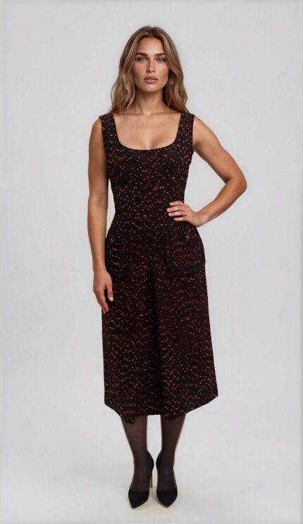 Midi Dress in a Silk Blend with Textured Finish<br/> - Image 2