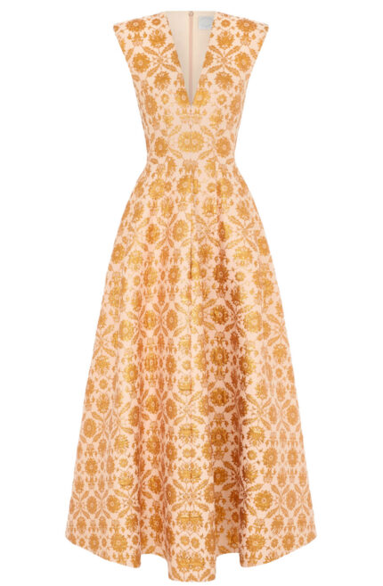 Elegantes Jacquard-Midikleid mit floralem Muster