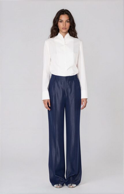 Elegant Tencel Trousers with Wide Leg<br/> - Image 2