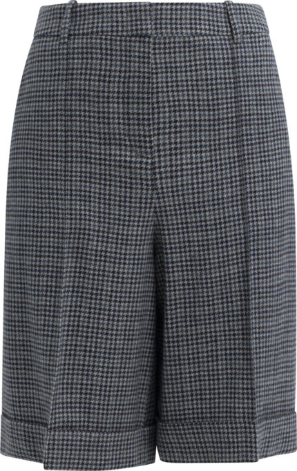 Bermuda-Shorts aus Wolle und Kaschmir mit Hahnentrittmuster