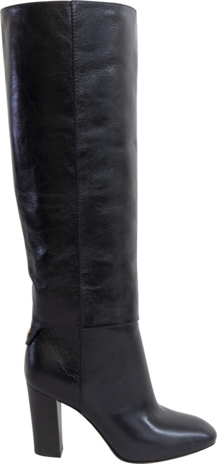 Hoher Stiefel in Schwarz mit Blockabsatz