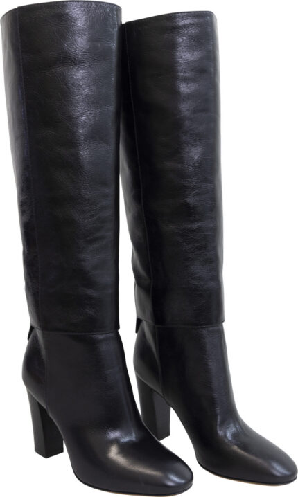 Hoher Stiefel in Schwarz mit Blockabsatz – Bild 2