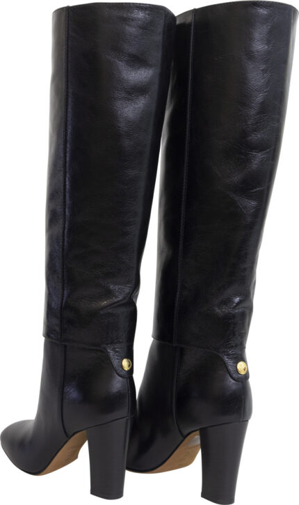 Hoher Stiefel in Schwarz mit Blockabsatz – Bild 3