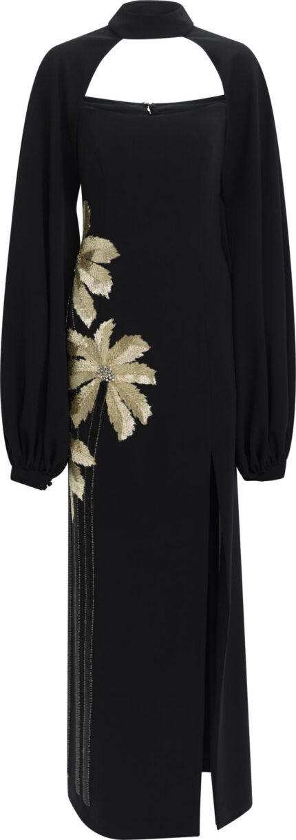 Abendkleid-Set mit Bolero und floraler Stickerei