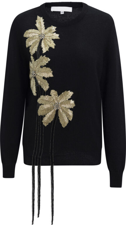 Mohair Sweater with Floral Embellishment<br/>