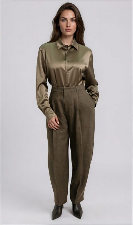 Wide-Leg Pleated Trousers in Linen, Cashmere and Silk<br/> - Image 2