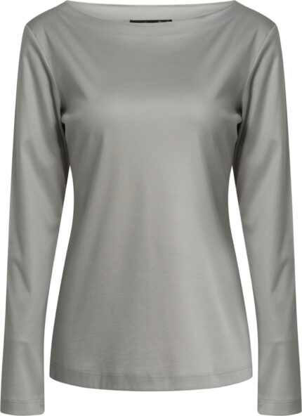 Long-Sleeve Cotton Top with Boat Neckline<br/>