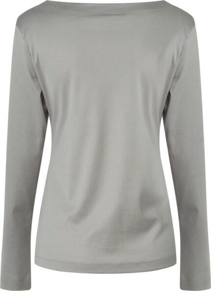 Long-Sleeve Cotton Top with Boat Neckline<br/> - Image 2