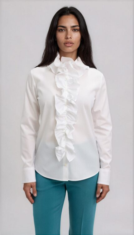 Baumwollbluse mit Volant-Rüschen – Bild 2