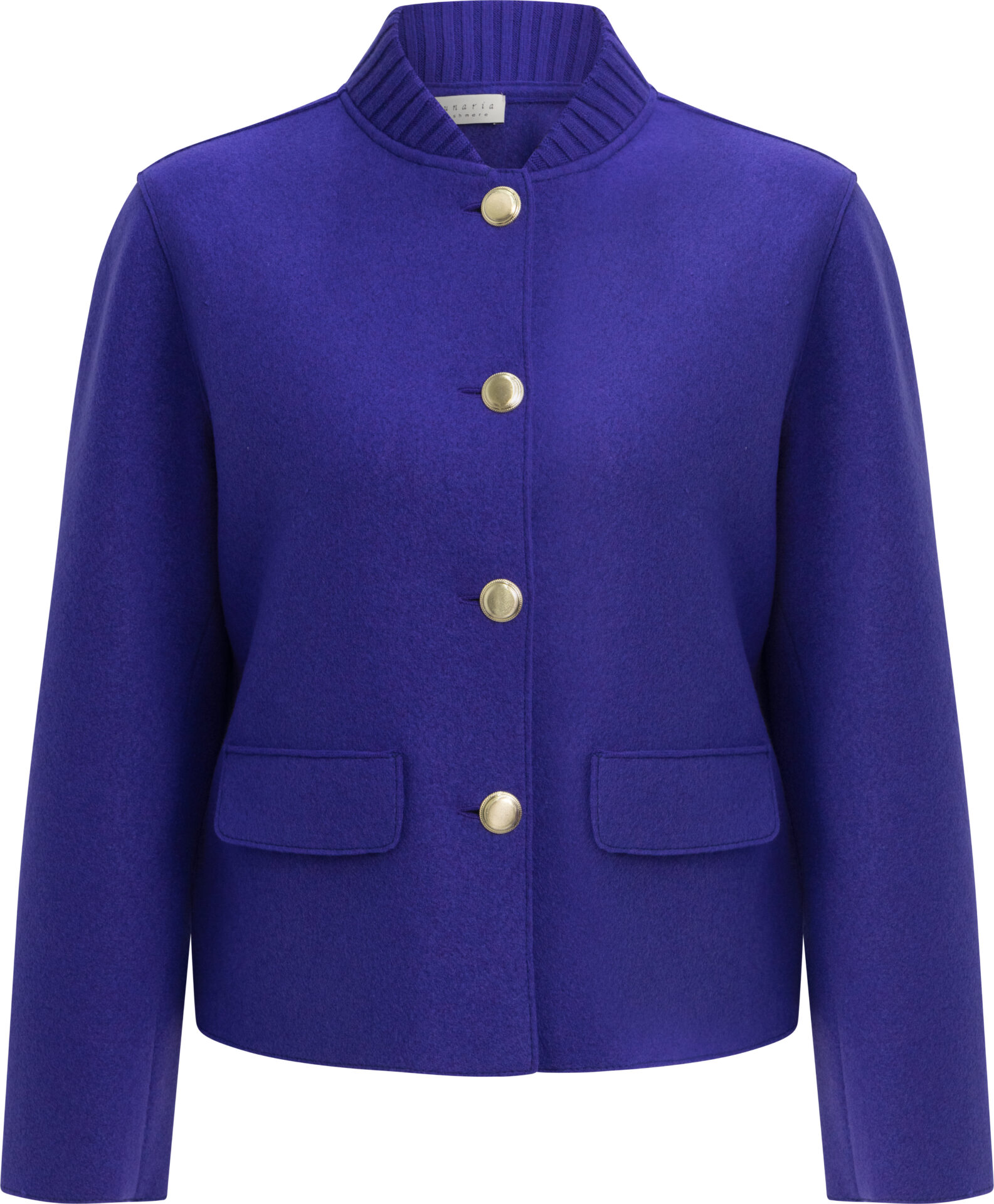 3050_262_lila_1999_A Kaschmirjacke mit Strickdetails und goldfarbenen Knöpfen – Bild 1