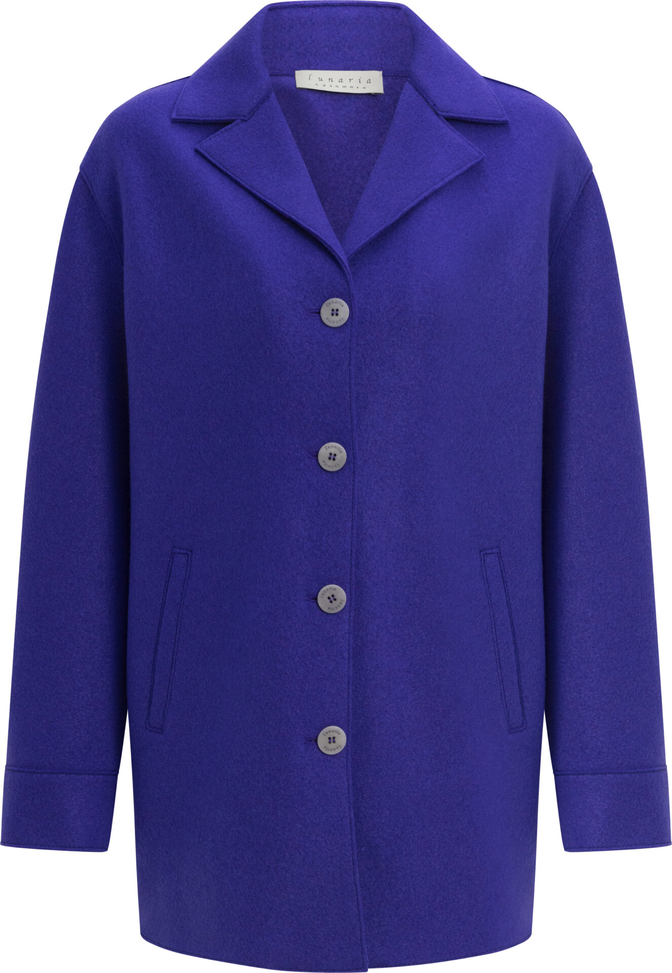 3083_1_lila_2499_A Cashmere Short Coat with Lapel Collar and Button Closure<br/> - Image 1