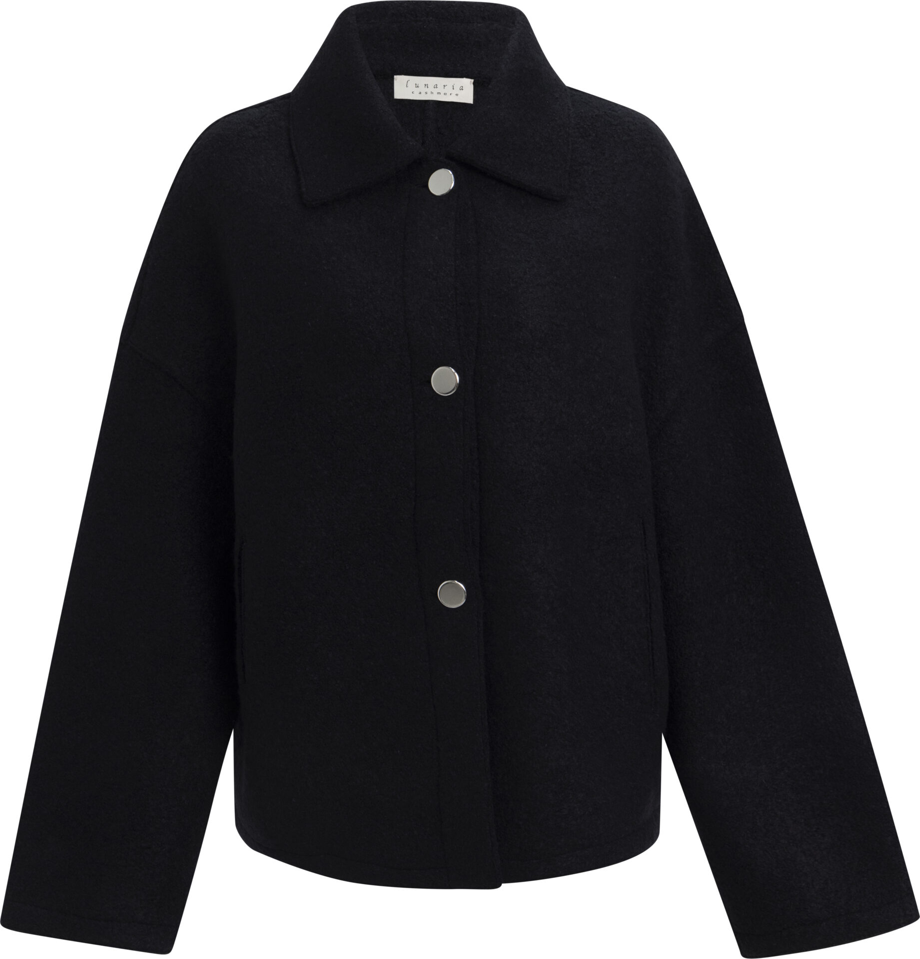 3137_F_schwarz_2899_A Short Jacket in Silk-Cashmere Blend with Button Placket<br/> - Image 1