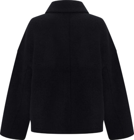 Short Jacket in Silk-Cashmere Blend with Button Placket<br/> - Image 3