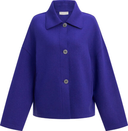 Short Cashmere Jacket with Shirt Collar<br/>