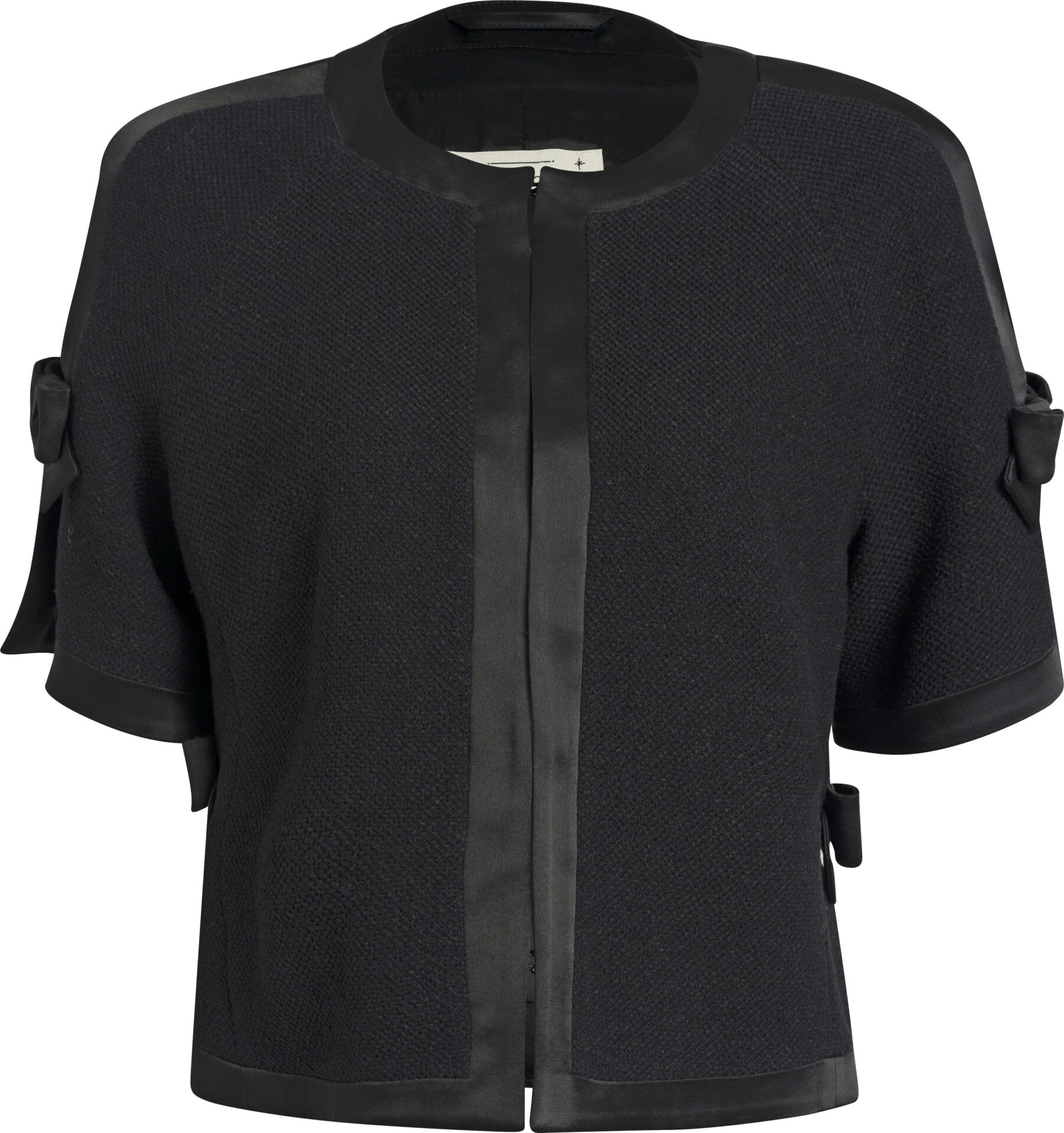 9580222_schwarz_1199_a Kurzjacke mit Schleifendetails und Satinbesatz – Bild 1