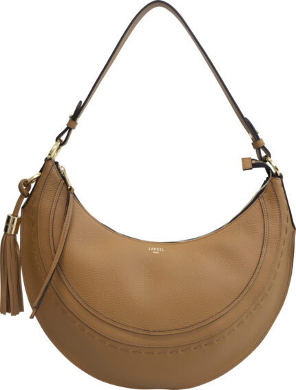 Hobo-Bag mit Ziernähten, Quaste und goldfarbenen Details