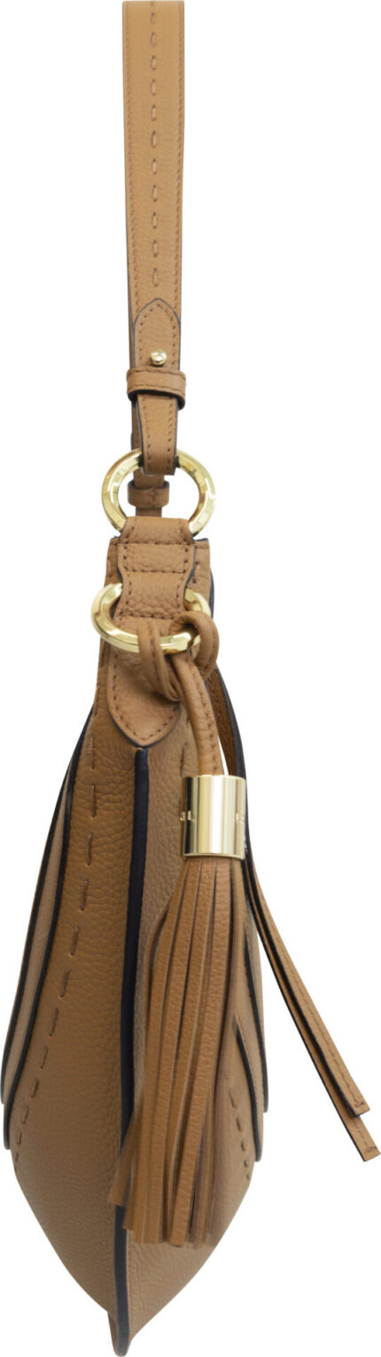 Hobo-Bag mit Ziernähten, Quaste und goldfarbenen Details – Bild 6