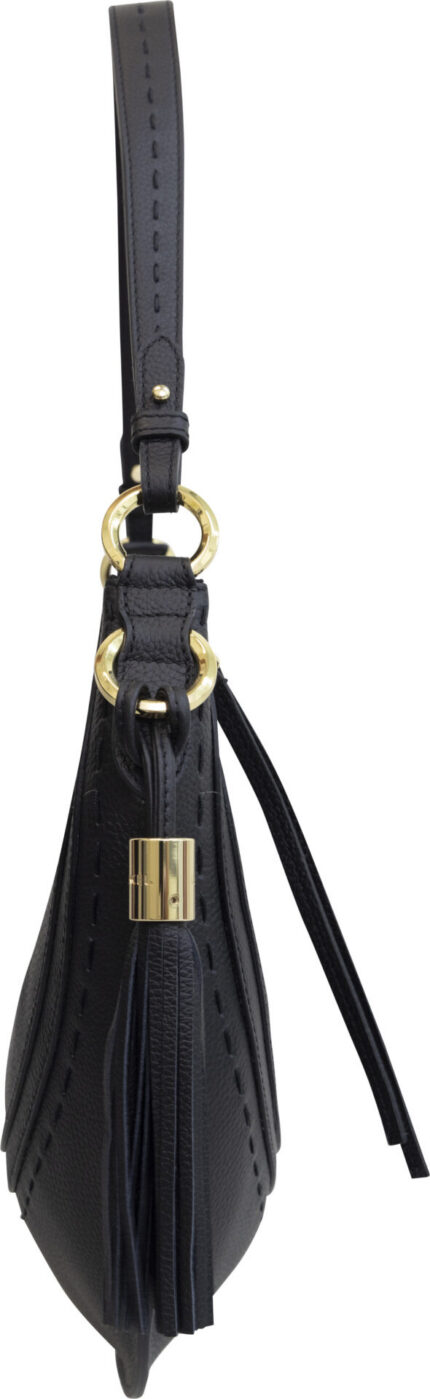 Hobo-Bag mit Ziernähten, Quaste und goldfarbenen Details – Bild 5