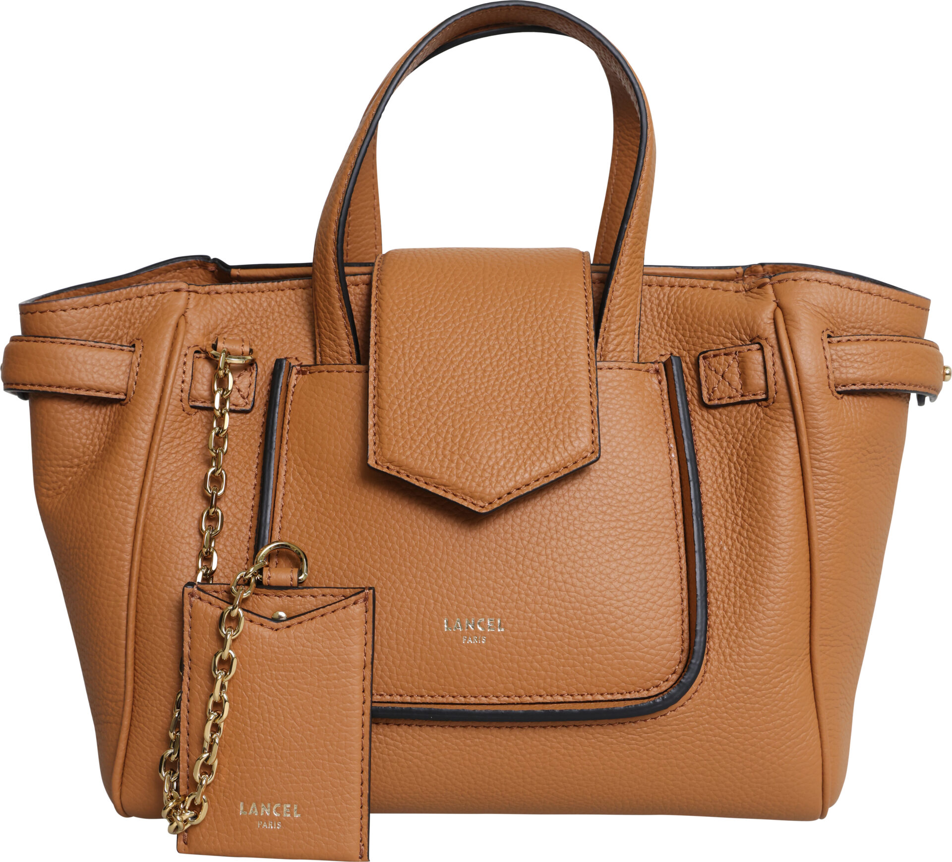 A14221_Thea_camel_649 Thea Handtasche mit Kartenetui und goldfarbener Kette – Bild 1