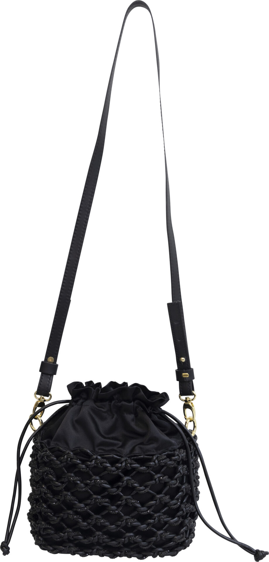 B18489_Wave_schwarz_999 Bucket Bag with Woven Texture and Shoulder Strap<br/> - Image 1