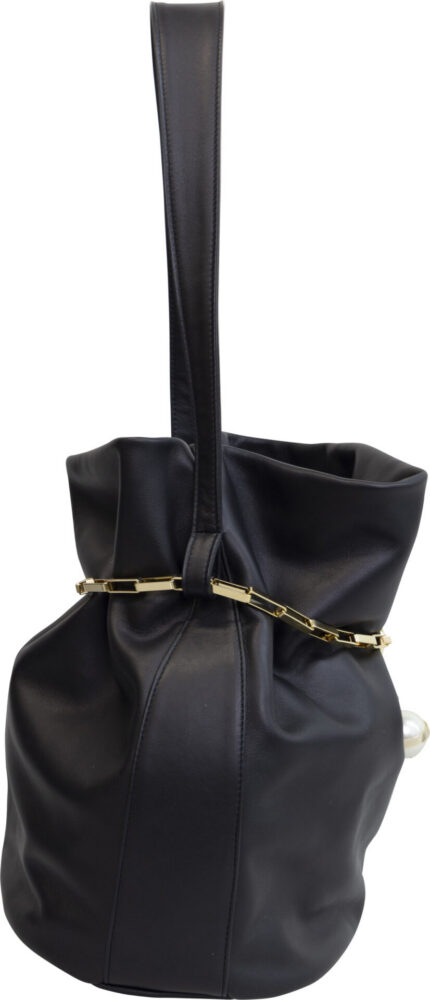 Large Shoulder Bag with Gold-Tone Chain and Pearl Charm<br/> - Image 4