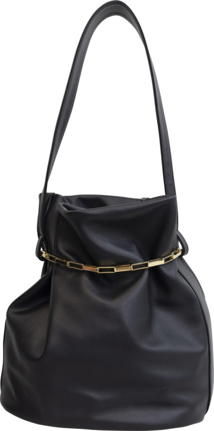 Large Shoulder Bag with Gold-Tone Chain and Pearl Charm<br/> - Image 3