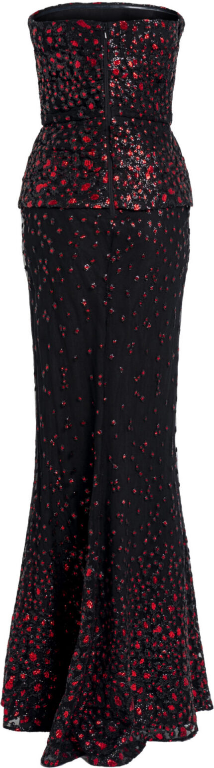 Bodenlanges Bustier-Abendkleid mit Pailletten und Peplum-Detail – Bild 3
