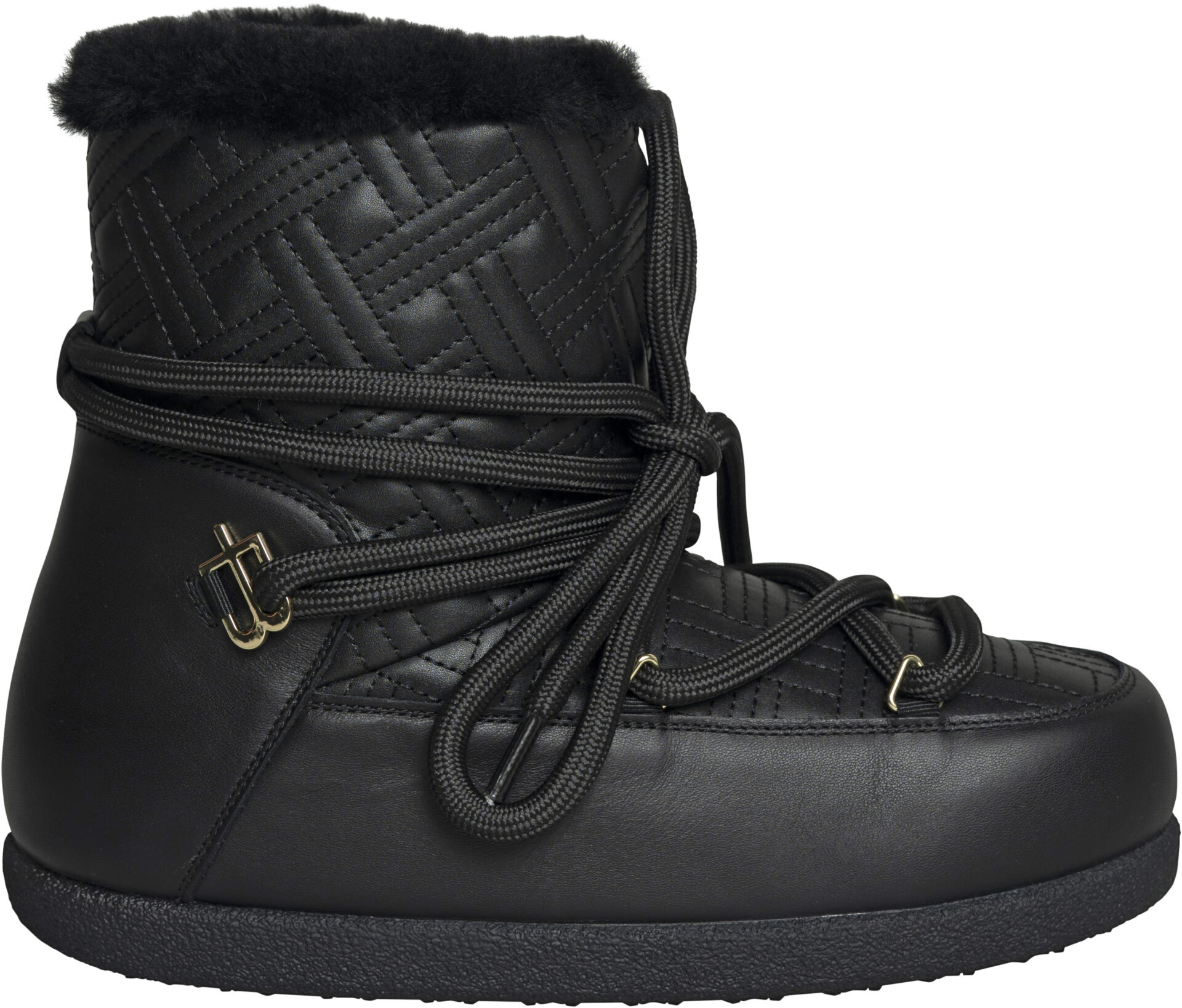 D7B729A1_schwarz_449 Gefütterte Lederboots mit Steppstruktur und Wollfutter – Bild 1