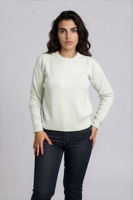 Kaschmirpullover mit Rundhalsausschnitt und Zopfmuster – Bild 2