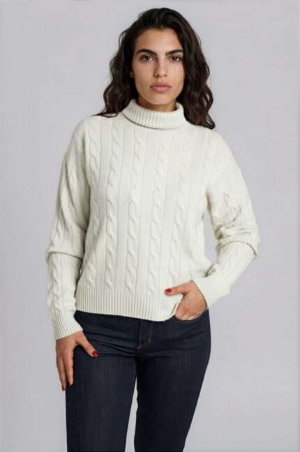Kaschmir-Rollkragenpullover mit Zopfmuster – Bild 2