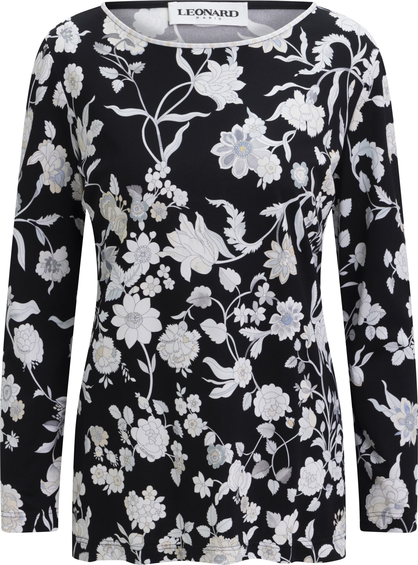 Gelino_mykonos_262_schwarz_679_A Langarmshirt mit floralem Print – Bild 1