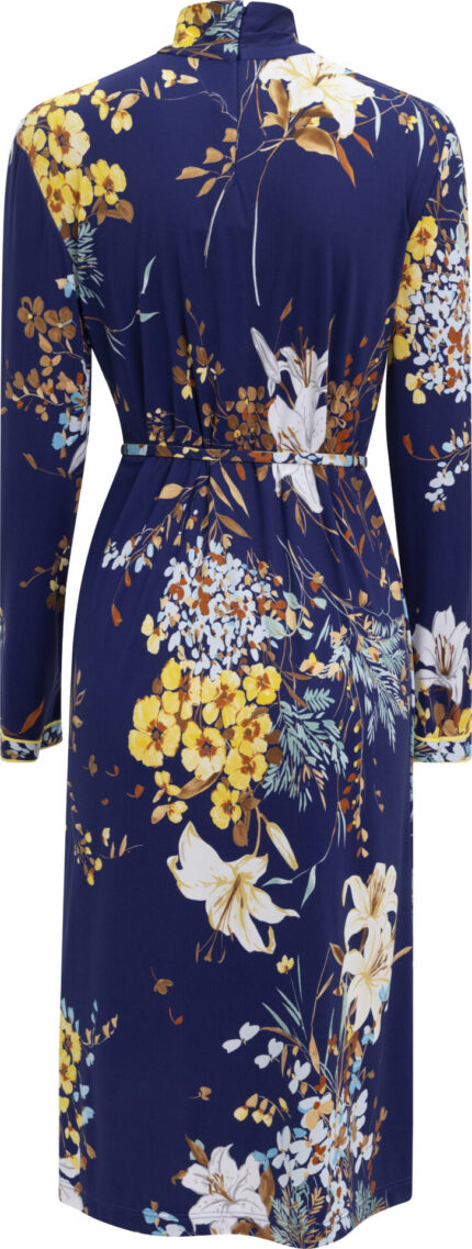Midikleid mit floralem Print, Stehkragen und Bindegürtel – Bild 3
