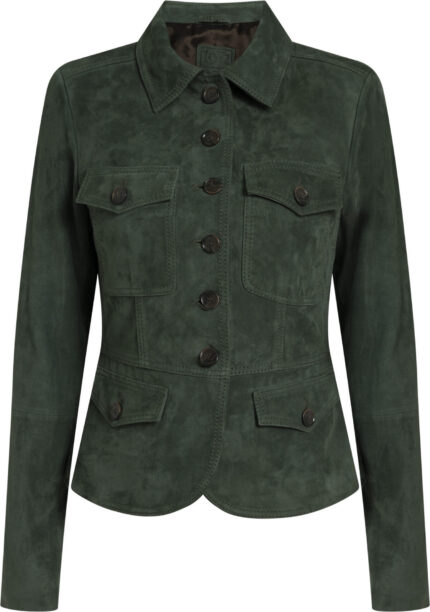 Taillierte Velourslederjacke mit Knopfleiste