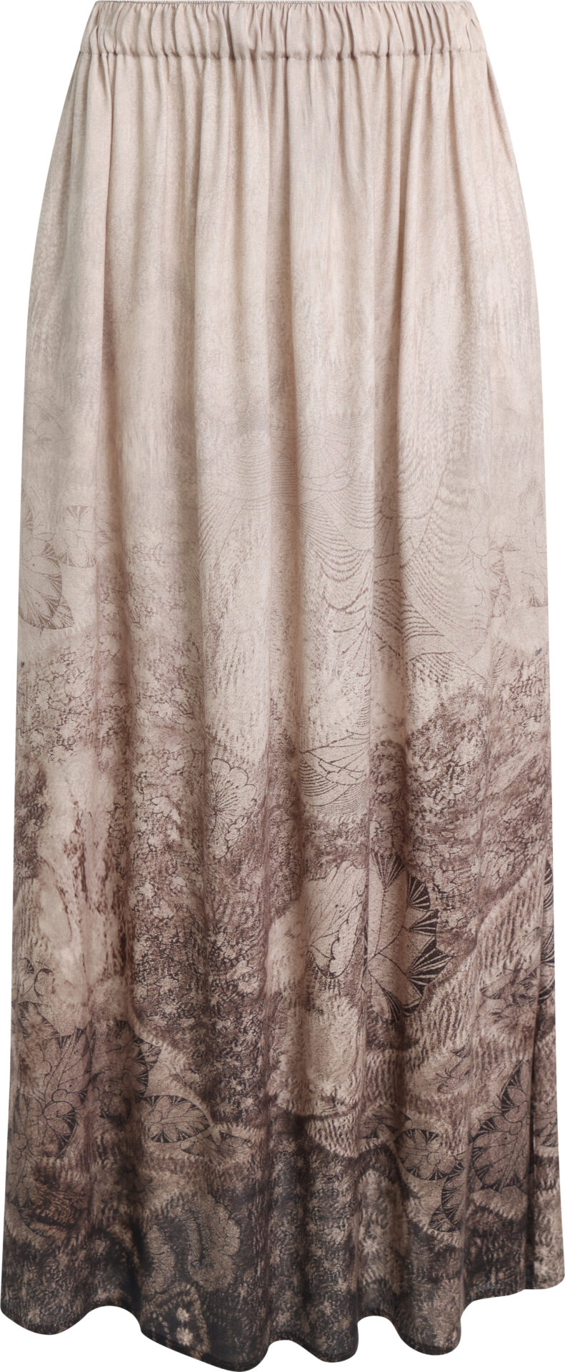 L124_4278_taupe_229 Langer Rock mit elastischem Bund und grafischem Bordürenprint – Bild 1