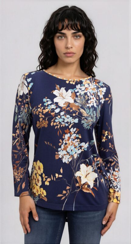 Langarmshirt mit floralem Print – Bild 2