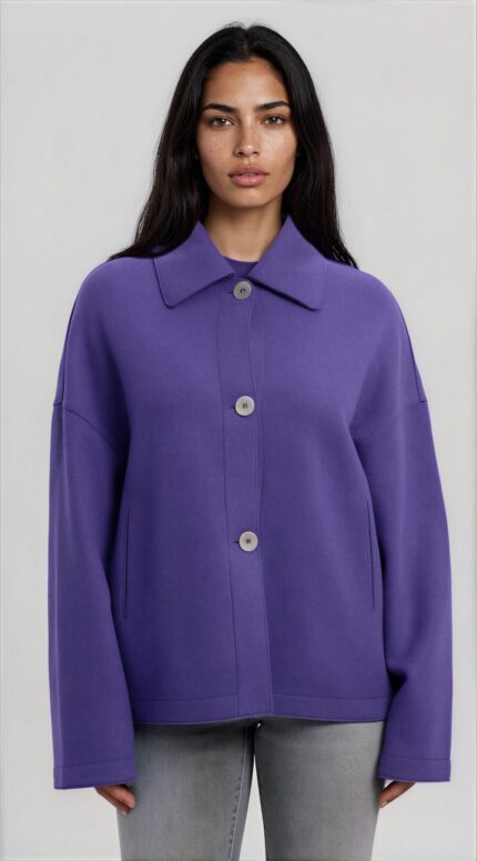 Short Cashmere Jacket with Shirt Collar<br/> - Image 2