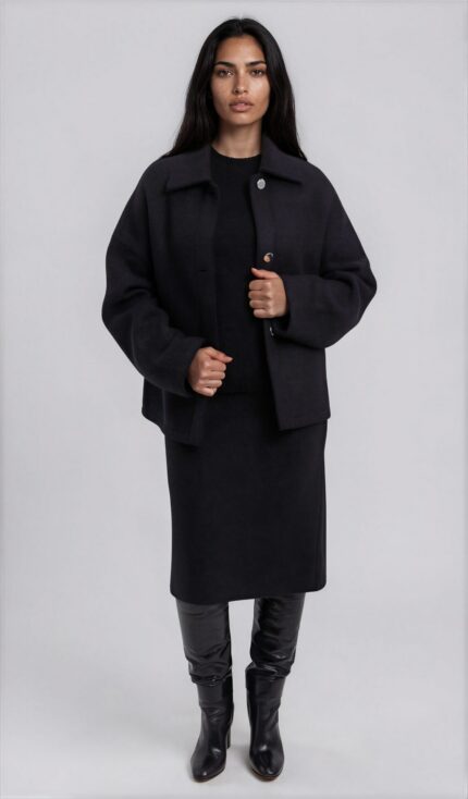 Short Jacket in Silk-Cashmere Blend with Button Placket<br/> - Image 2