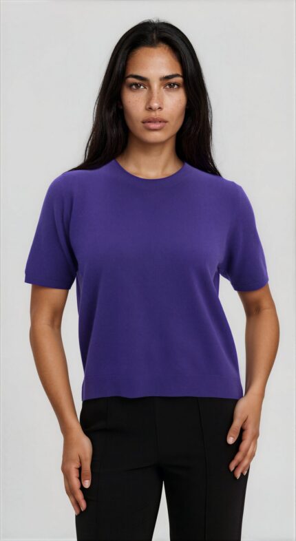 Short-Sleeved Pure Cashmere Sweater<br/> - Image 2