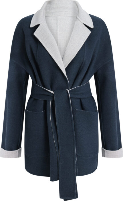 Reversible Wolljacke mit Bindegürtel – Bild 3