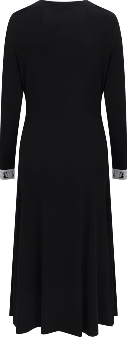Schwarzes Midikleid mit dekorativen Print-Details – Bild 3