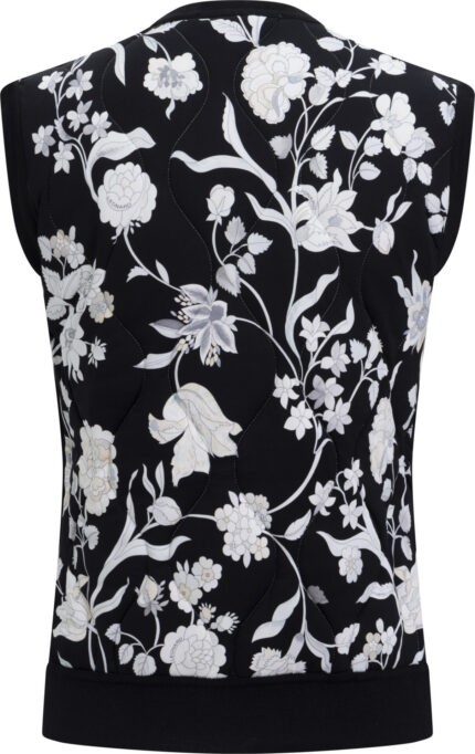 Quilted Vest with Floral Print and Knitted Trim<br/> - Image 3