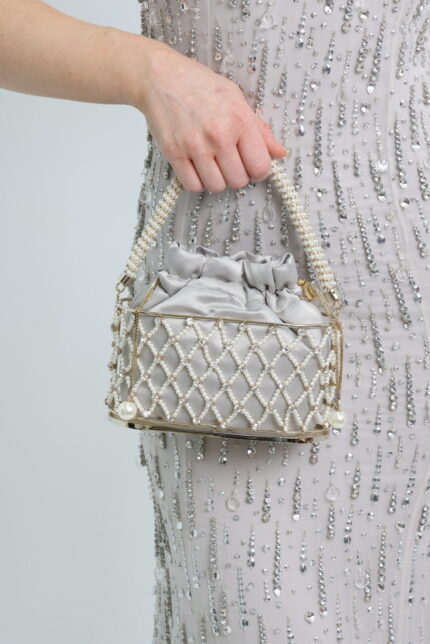 Mini Evening Bag with Pearl and Crystal Embellishment<br/> - Image 2