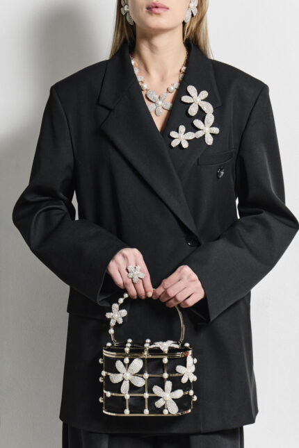 Mini Evening Bag with Floral, Pearl and Crystal Embellishment<br/> - Image 2