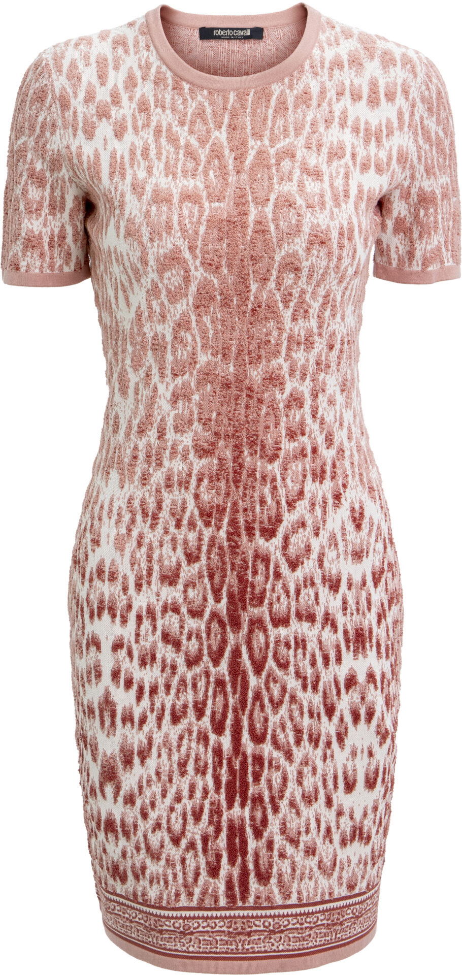XQM103_MA018_rosa_999_A Short-Sleeved Knit Dress with Animal Print<br/> - Image 1